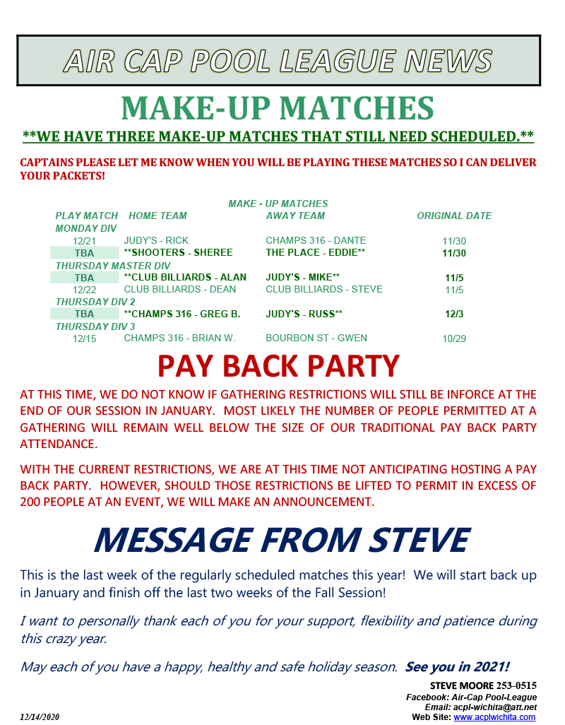 Weekly Newsletter, PDF available through link